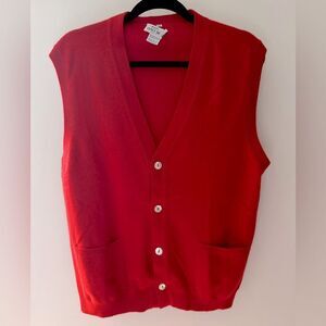 Vintage Academia MALO per Janet Brown 100% Pure Cashmere Red Button Down Vest 50